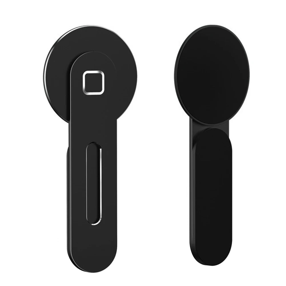 Metal Expansion Phone Stand Laptop Screen Side Mount Magnetic Folding Phone Holder For Tesla Iphone PC Ponitor Support Bracket - Color: Black