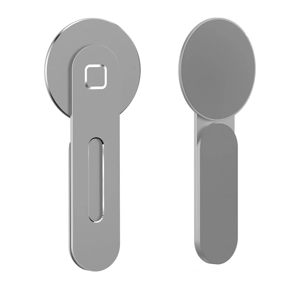 Metal Expansion Phone Stand Laptop Screen Side Mount Magnetic Folding Phone Holder For Tesla Iphone PC Ponitor Support Bracket - Color: Silver