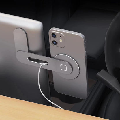 Metal Expansion Phone Stand Laptop Screen Side Mount Magnetic Folding Phone Holder For Tesla Iphone PC Ponitor Support Bracket - Color: Wireless Charger
